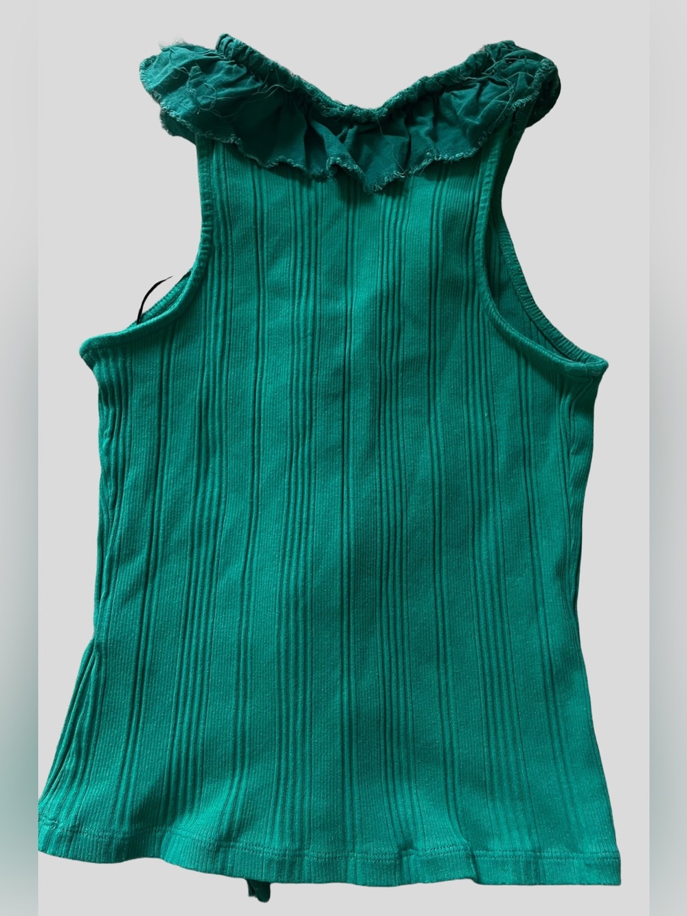 Pilcro Anthropologie Green Ribbed Ruffle Trim Ribbed Tank Top - Picture 4 of 8
